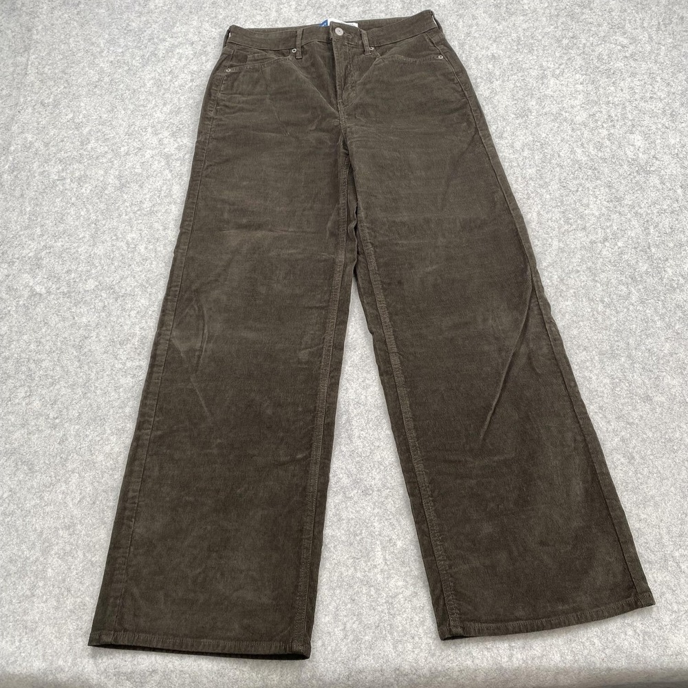 Old Navy Sky Hi Pants Womens 8 (30x30) Brown Corduroy Chino Wide Leg Stretch